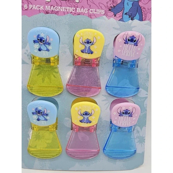 NEW Disney Stitch Hello Spring 6 pack Magnetic Chip Bag Snack Clips - Picture 3 of 4